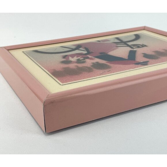 Vintage 1980s hand painted tile, framed original ceramic art - Picture 9 of 10